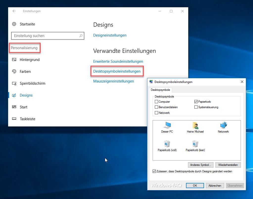 Desktop-Symbole unter Windows 10 mit Bordmitteln anpassen