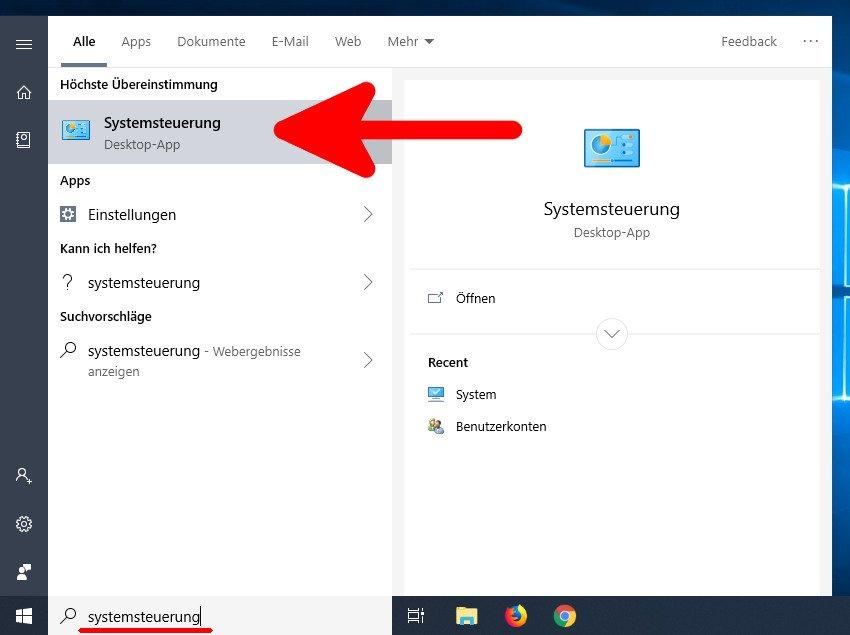 Windows 10 Systemsteuerung öffnen - alle Möglichkeiten
