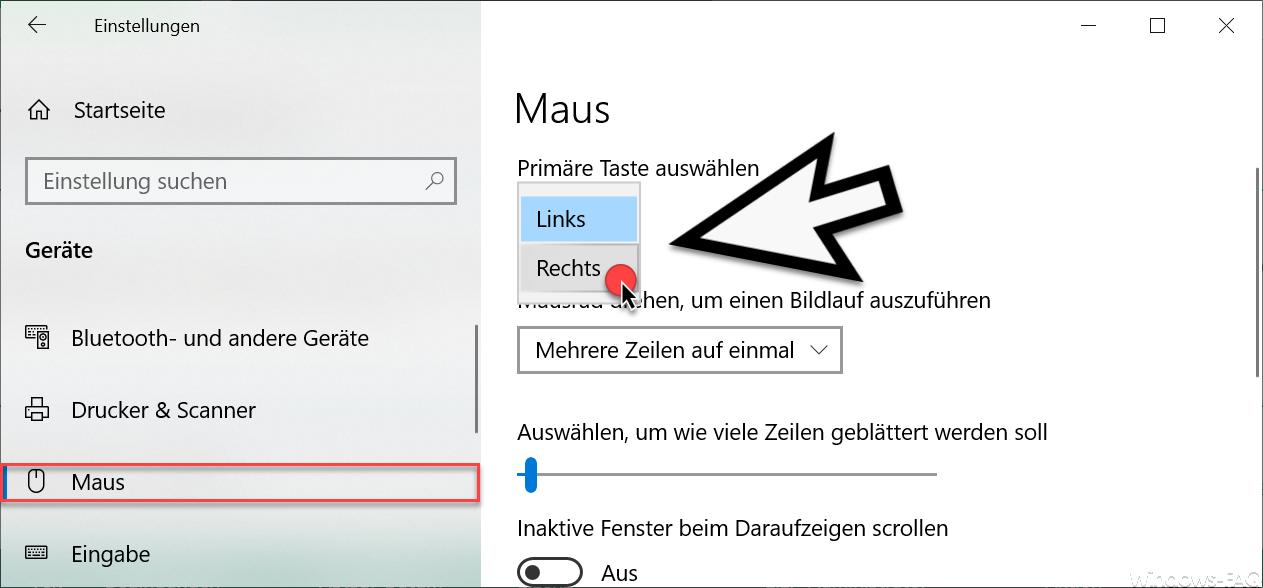 Als Linkshänder die Maustasten unter Windows 10 tauschen