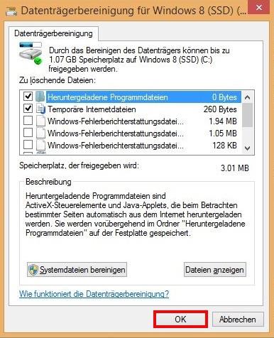 Windows Datenträgerbereinigung - so am besten