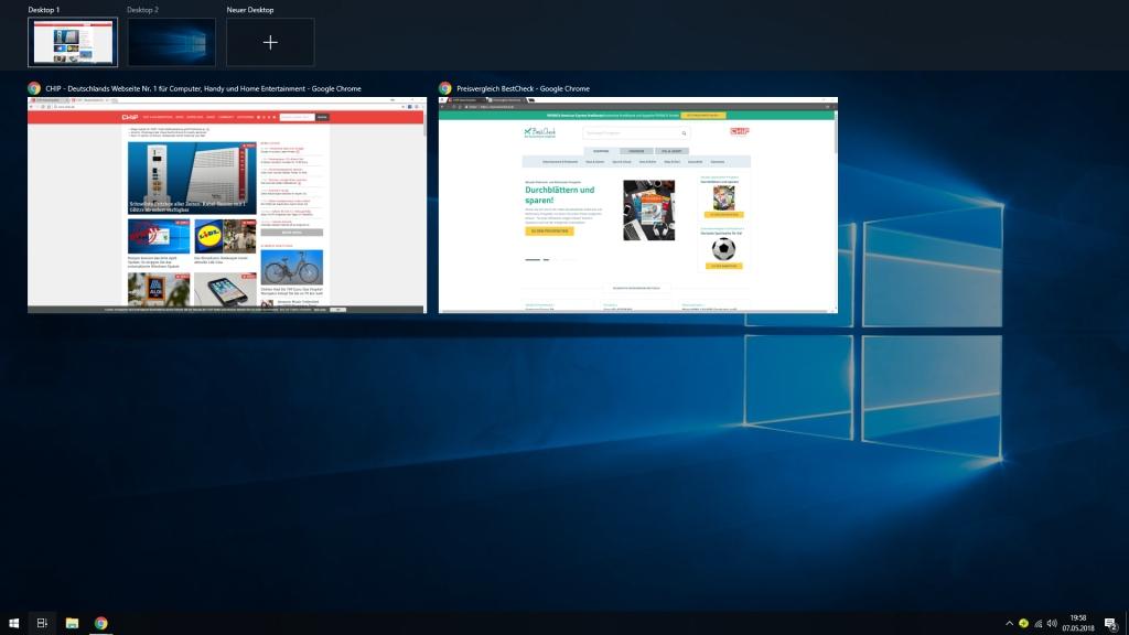 Mehrere Desktops unter Windows 10 öffnen
