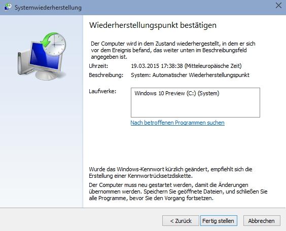 Windows 10 Systemwiederherstellung durchführen - so klappts