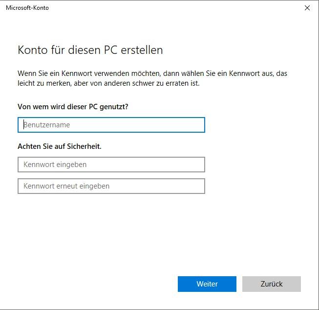 Benutzer hinzufügen in Windows 10