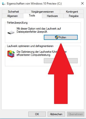 Festplatte prüfen und reparieren unter Windows 10